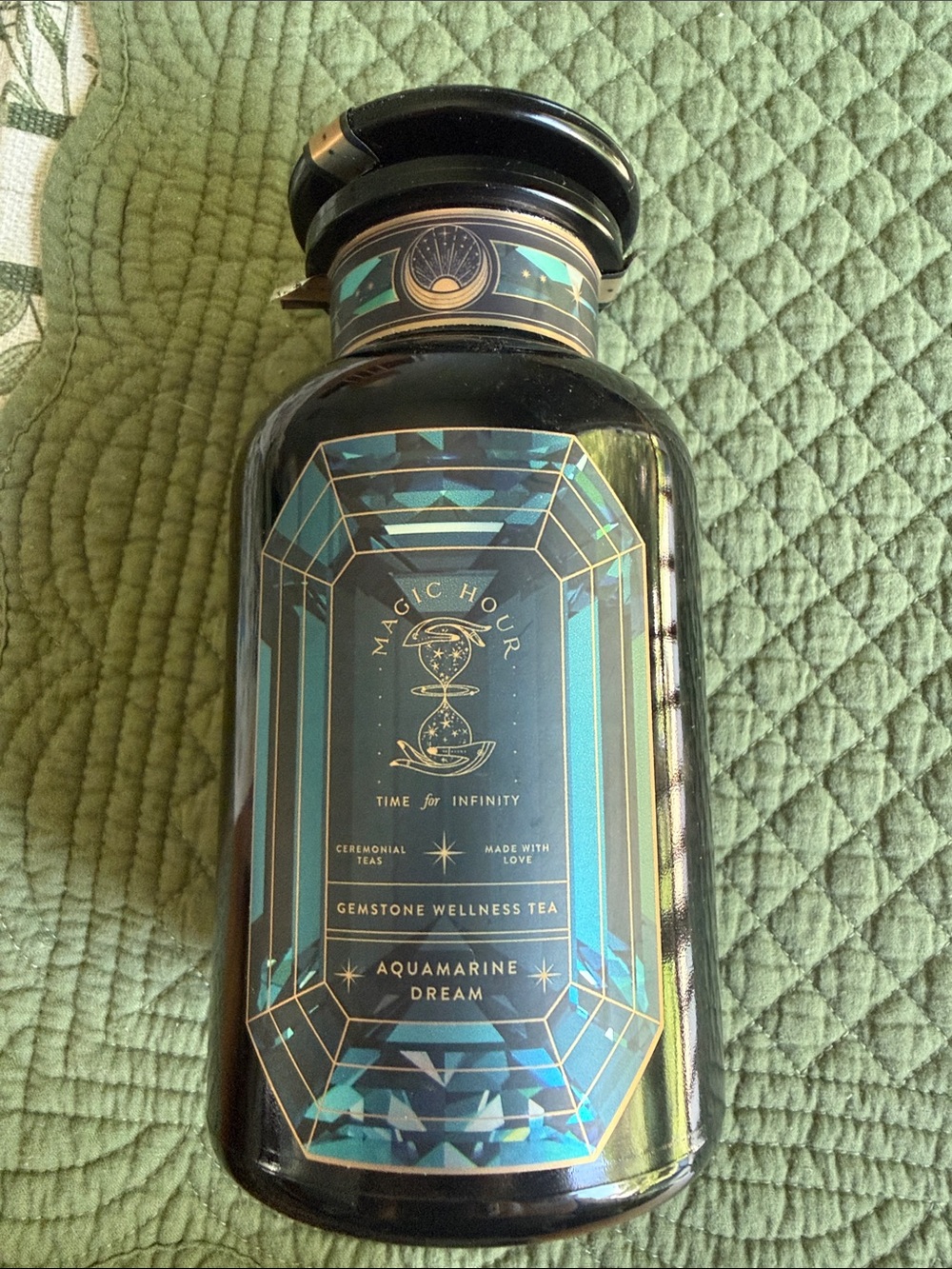 Empty Magic Hour Aquamarine Dream Tea Glass Jar - reusable